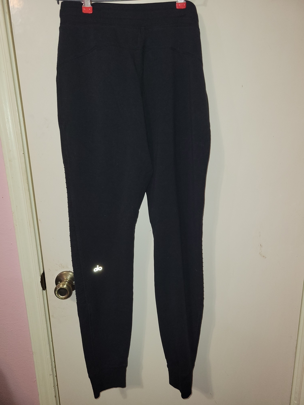 ALO Yoga Moto Black Reflective Logo Leggings